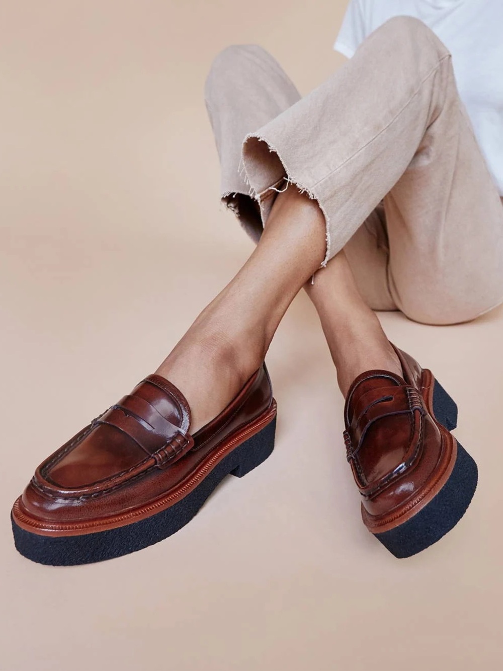 Loeffler Randall Rikki Brown Spazzolato
Leather Platform Loafer